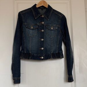 Jacob Dark Indigo Denim Jacket with Frilled Hem